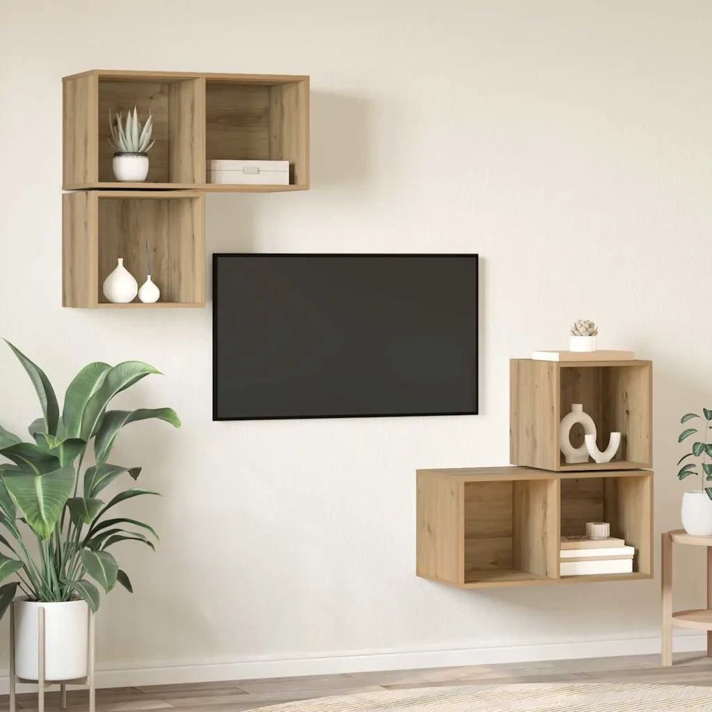 Set mobile TV 4 pcs Rovere artigianale Legno multistrato 3393290