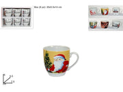 Set 6 Pezzi Tazzine Tazze Caffè in Ceramica Natale senza Piattini 6 Decori