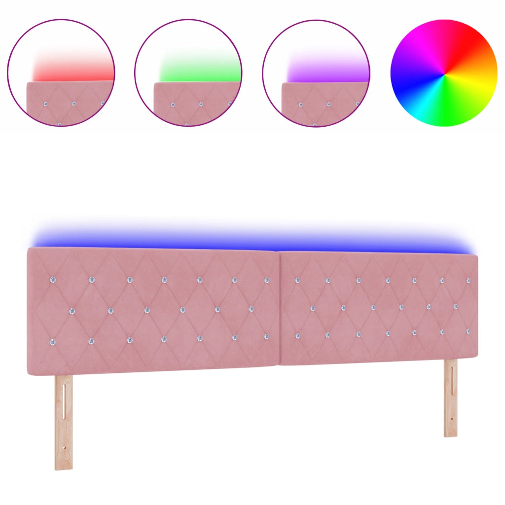 Testata LED con Bottoni in Cristallo Rosa 90 cm Velluto