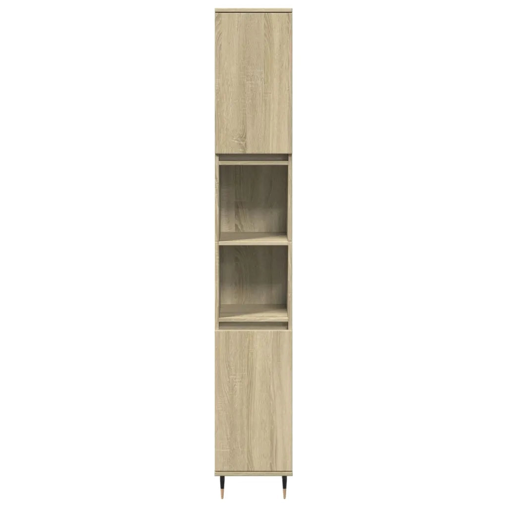 Set Mobili da Bagno 3 pz Rovere Sonoma in Legno Multistrato