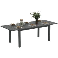 Tavolo da Giardino Allungabile da 160-220 cm per 6-8 Persone Rettangolare in Alluminio, Grigio