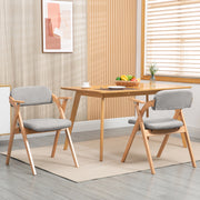 Sedia da Pranzo Set da 2 Pieghevole con Braccioli, Seduta Imbottita e Rivestimento Sfoderabile in Legno Massello Grigio