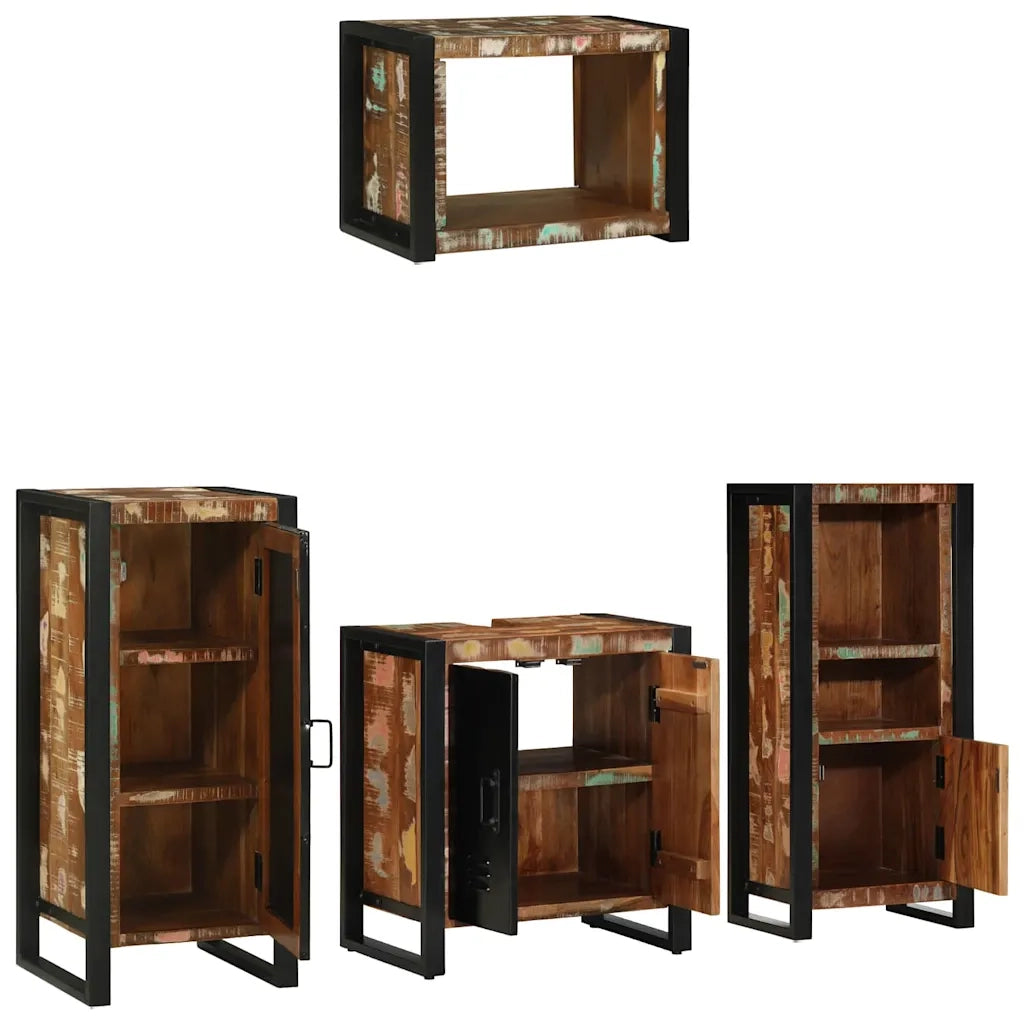 Set di mobili per il bagno 4 pcs Legno Recuperato Massello