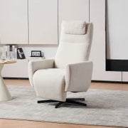 Poltrona relax reclinabile con base girevole e schienale regolabile, 67x80.5x110 cm, Beige