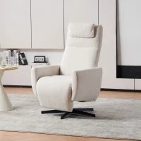 Poltrona relax reclinabile con base girevole e schienale regolabile, 67x80.5x110 cm, Beige
