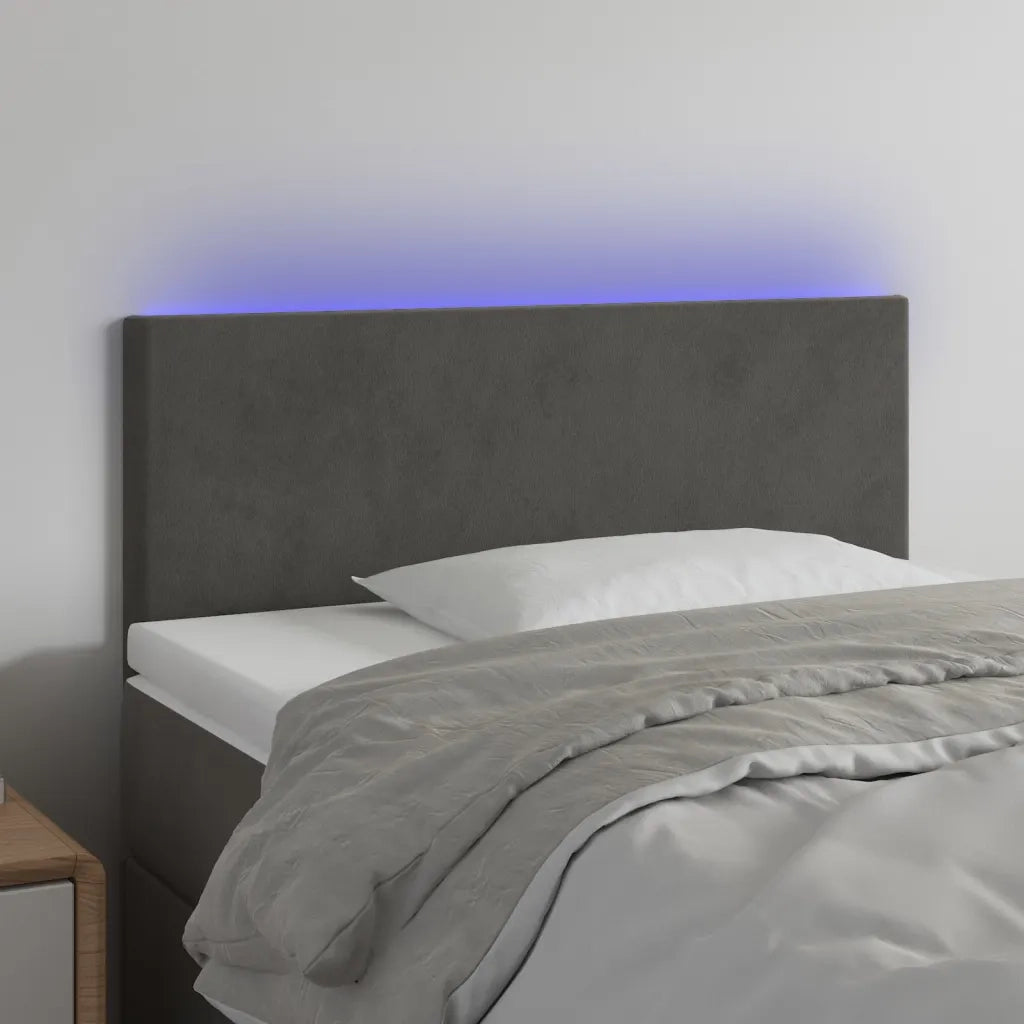 Testiera a LED-Testata con LED Grigio Scuro 100x5x78/88 cm in Velluto 943895