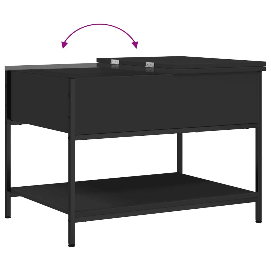 Tavolino da Salotto Nero 70x50x50cm Legno Multistrato Metallo 845341