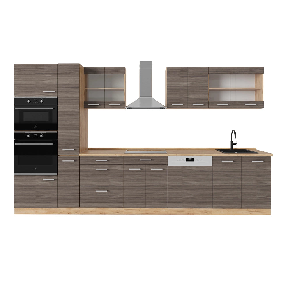 Vicco Cucina completa  Grigio nobile/rovere dorato 350 cm , PL Rovere
