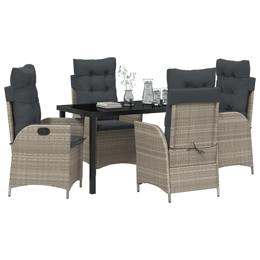 Set da Pranzo per Giardino 5 pcs Grigio chiaro polyrattan 3380521