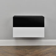 Set di 2 Comodini da Parete con Cassetto 46x30x15 cm Bianco Lucido / Nero Lucido [en.casa]