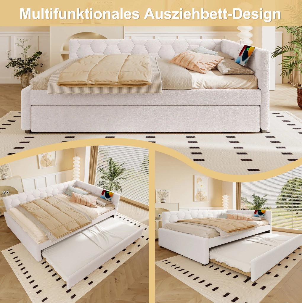 Letto da giorno 140x200 cm con letto estraibile e USB