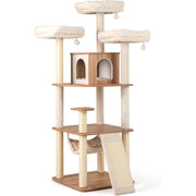 Albero per gatti alto 168 cm con 3 piattaforme, Torre multi - livello con accessori per gatti da interno