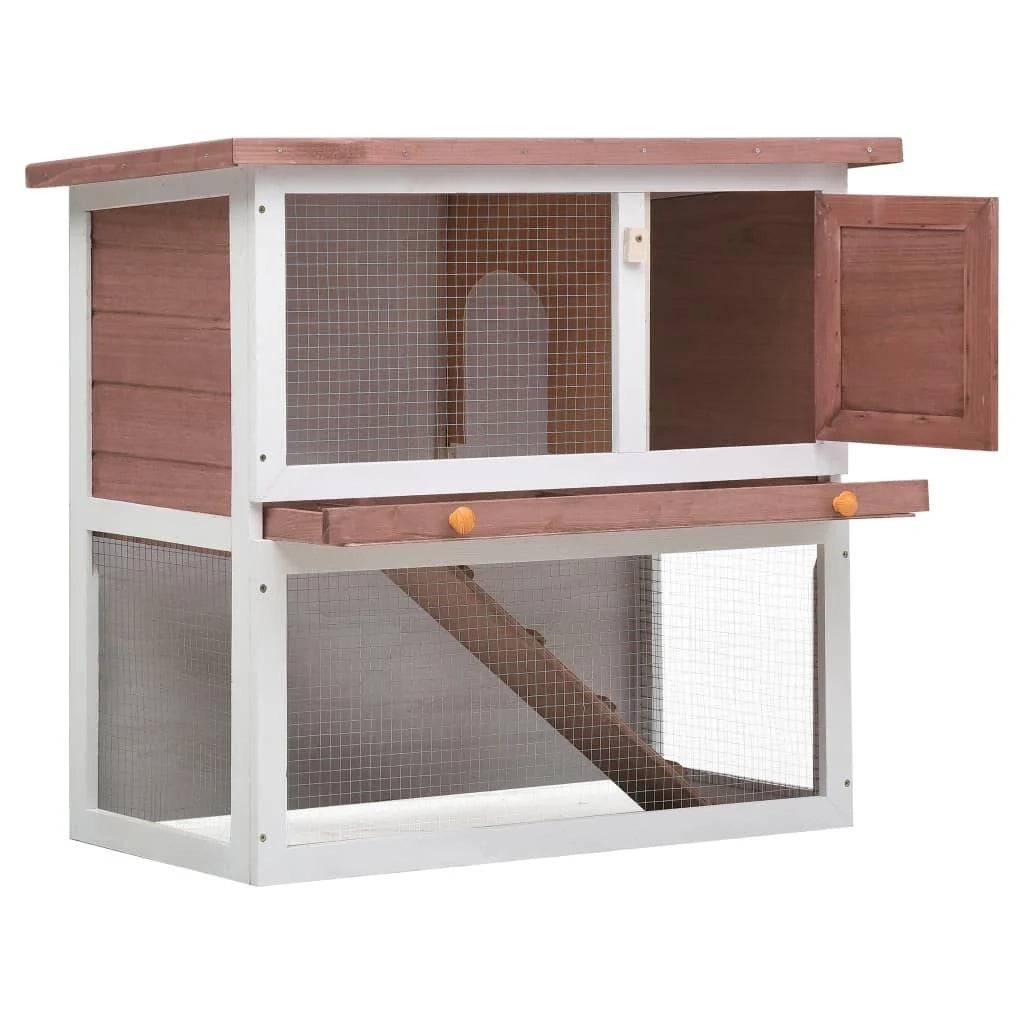 Conigliera da esterno 90 x 45 x 80 cm 1 porta legno marrone 02_0000587