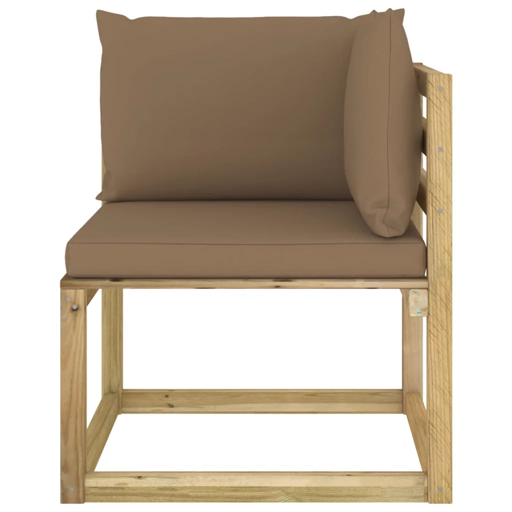 Divani Angolari da Giardino & Cuscini 2pz Pino Impregnato Verde 3065174