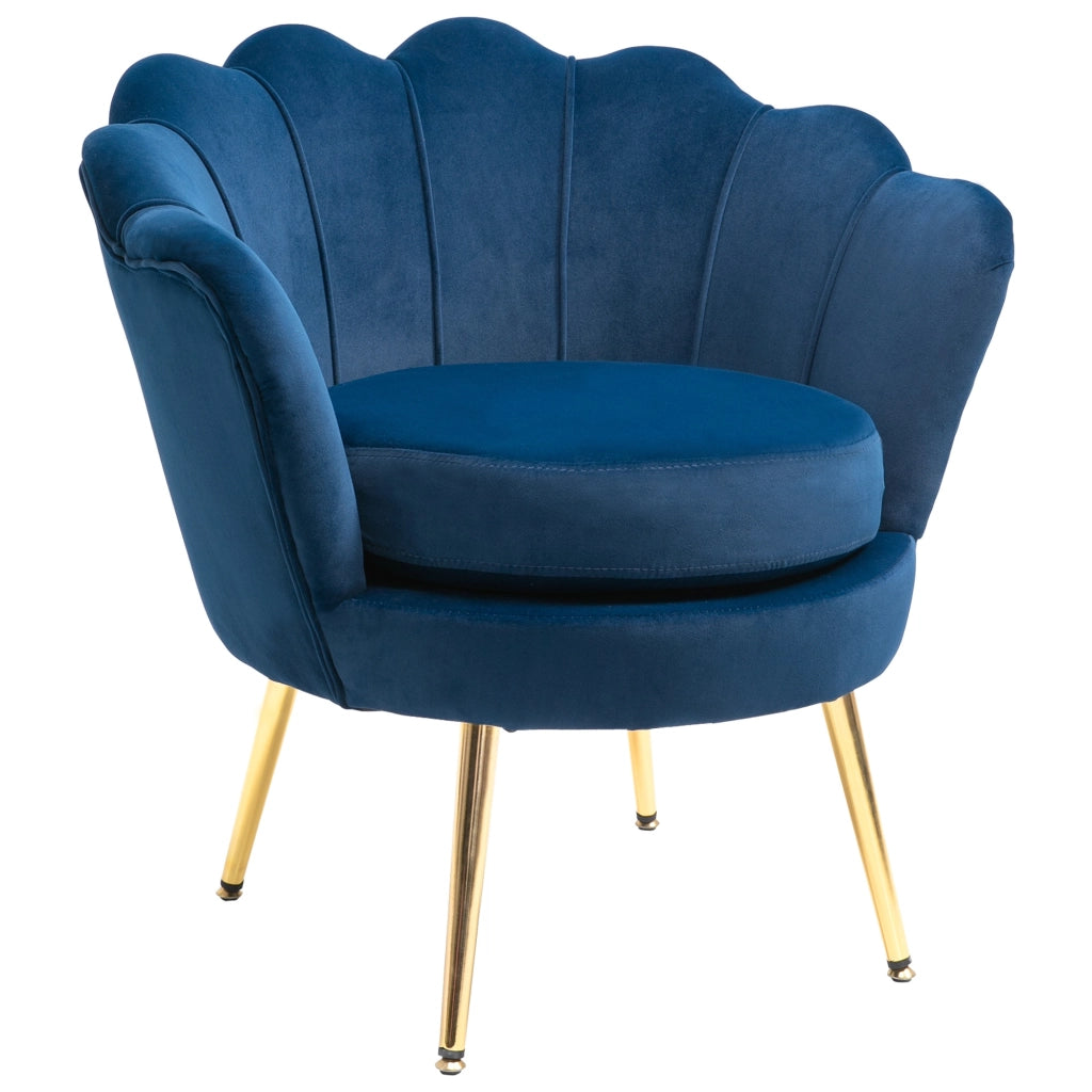EasyComfort Poltrona a Conchiglia, Poltroncina Vintage, Poltroncina da Camera e Salotto, Design Elegante, con Schienale Alto, 76x67x74cm, Blu