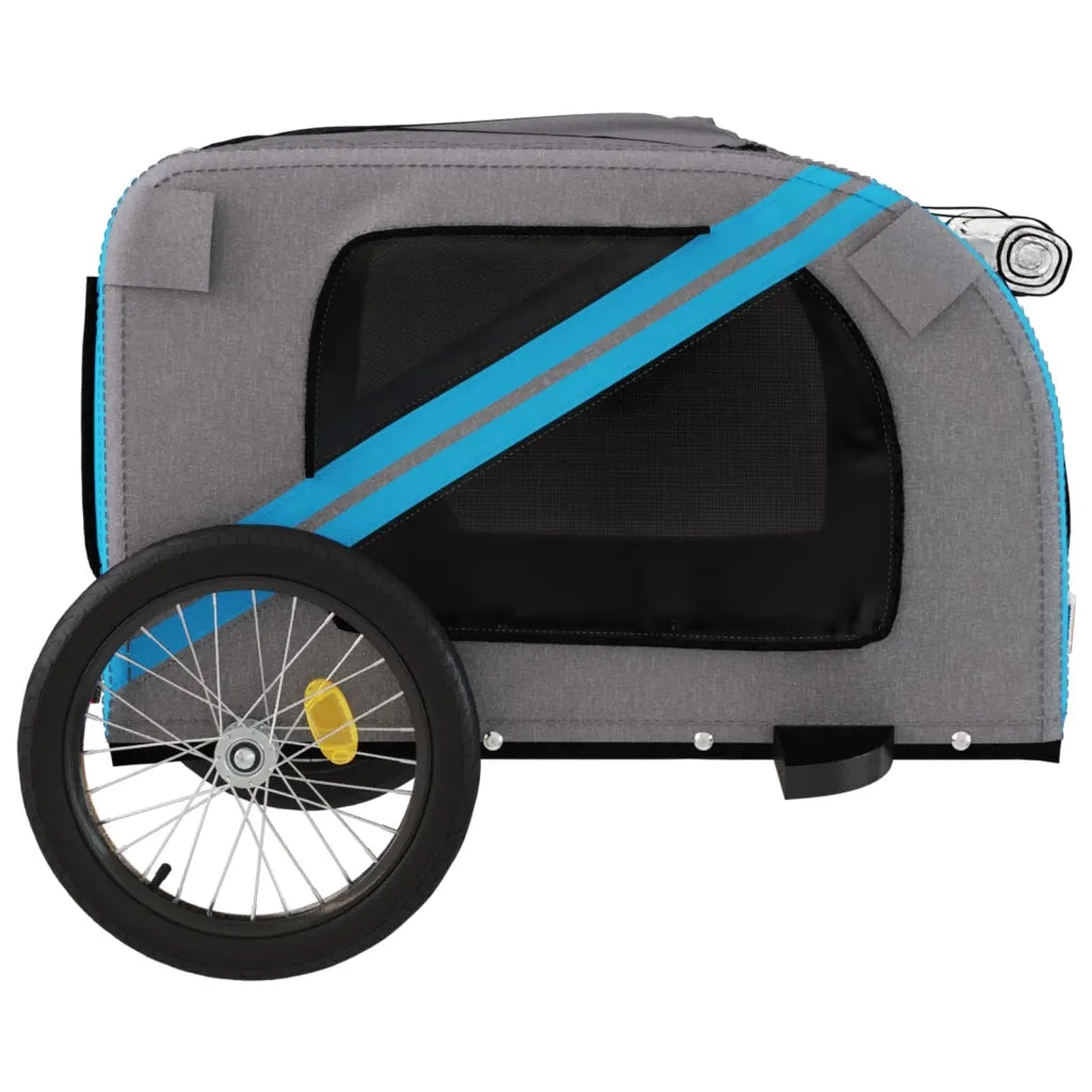 Rimorchio da Bici per Animali Blu e Grigio Oxford e Ferro CFW7597595