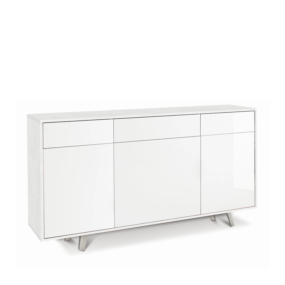Mobile Soggiorno 3 Ante 3 Cassetti 164x41 h92cm Ossido Bianco Bianco Lucido