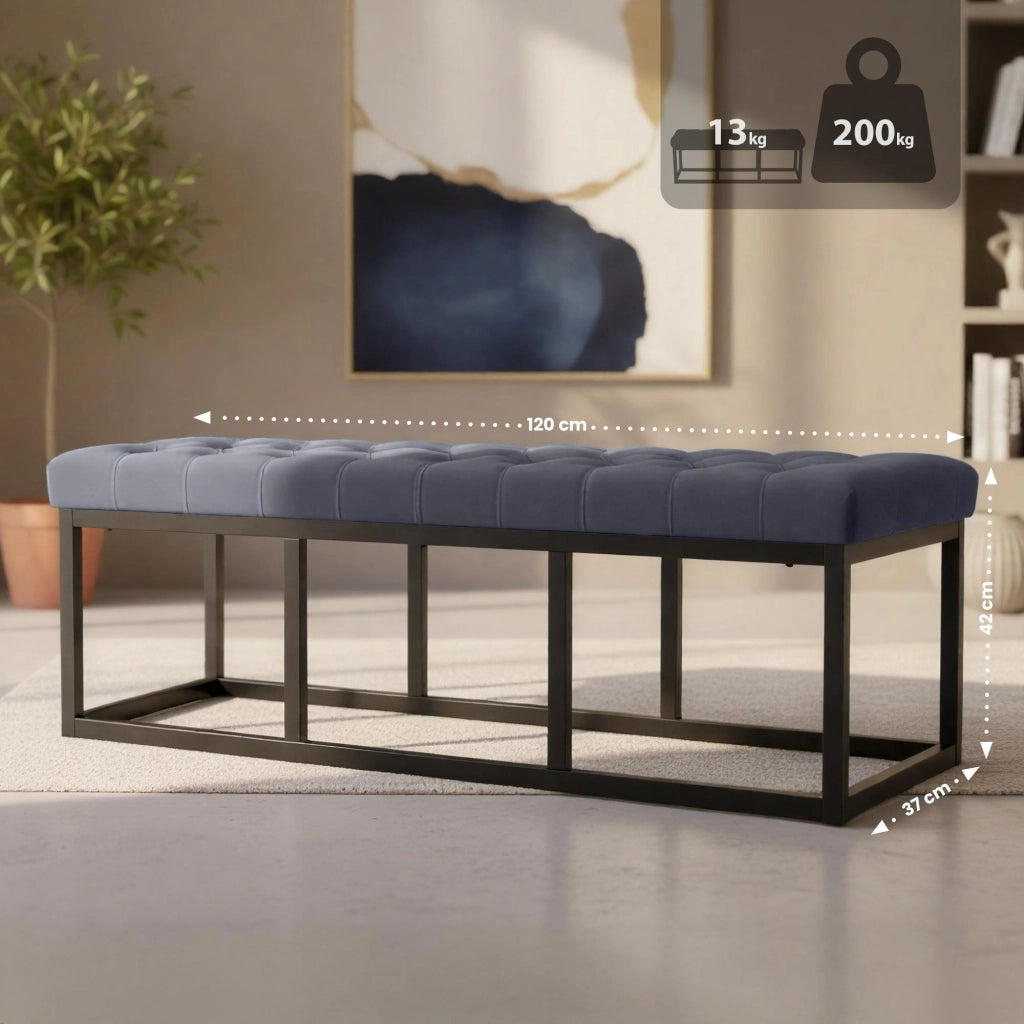 Panca Polson Velluto Nero 120 cm 4