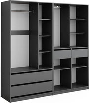 Armadio Elmo, Antracite, 200 x 200 cm Set di 2, per una conservazione flessibile di diversi capi di abbigliamento