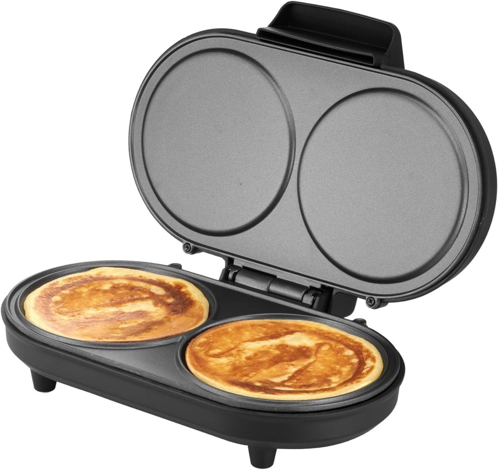 Unold 48165 Pancake Maker Americano 2 Piastre Antiaderenti 13,5 cm 1000 W Termostato Regolabile colore Nero