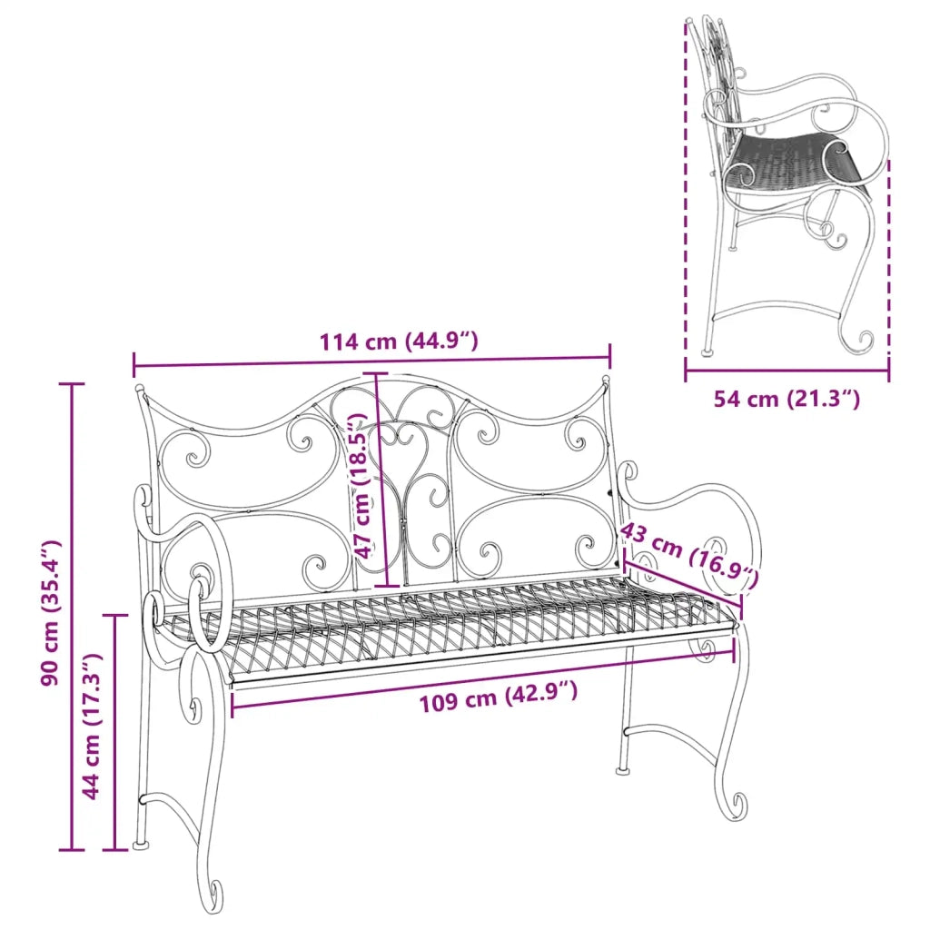 Panchina da giardino 2-Numero di posti 114 x 56,5 x 90 cm 42029538
