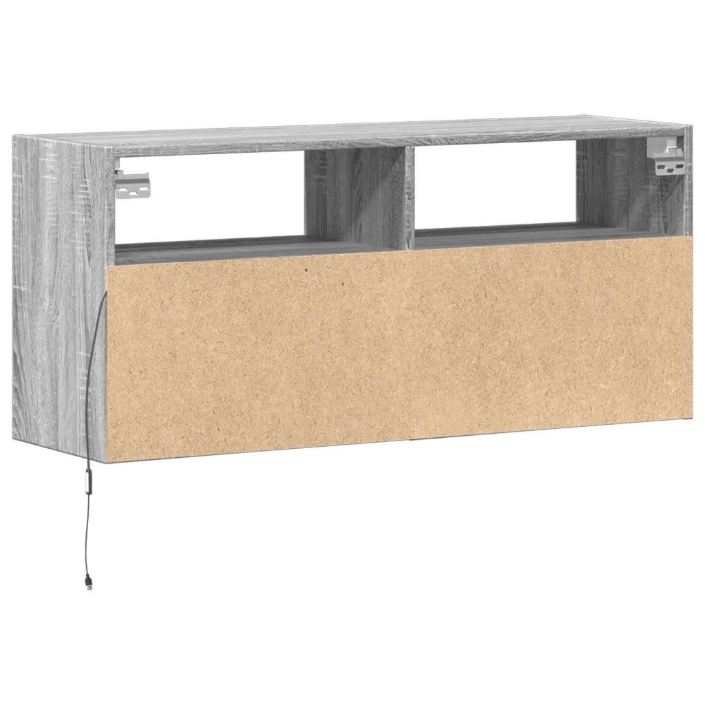 Mobile TV a Parete con Luci LED Grigio Sonoma 100x31x45 cm