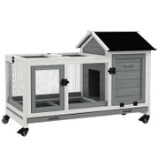 Recinto gabbia per conigli roditori su ruote 2 porte con lucchetto - dim. 108L x 58l x 73,5H cm - legno massiccio
