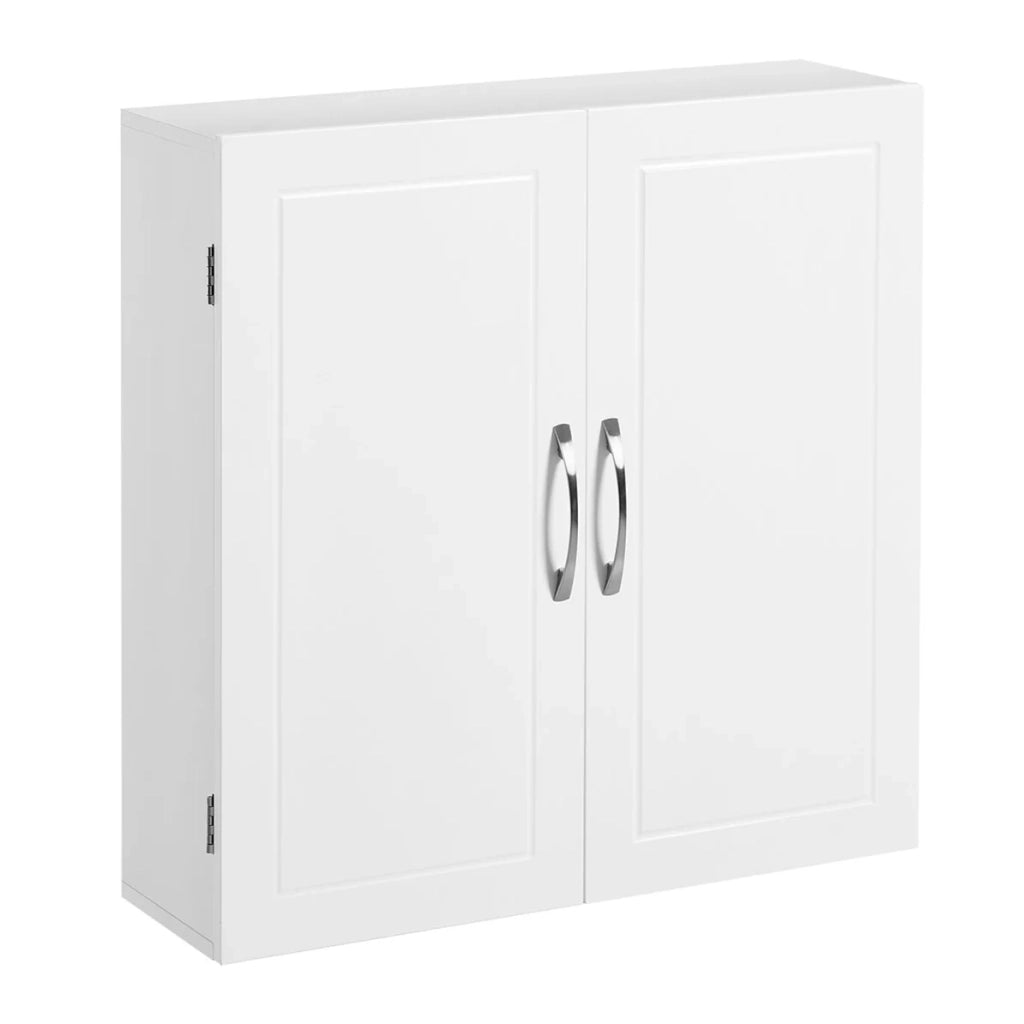 Mobiletto pensile per bagno con 2 ante e 2 ripiani regolabili 60 x 18 x 60 cm stile scandinavo bianco opaco 12_0006492