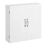 Mobiletto pensile per bagno con 2 ante e 2 ripiani regolabili 60 x 18 x 60 cm stile scandinavo bianco opaco 12_0006492