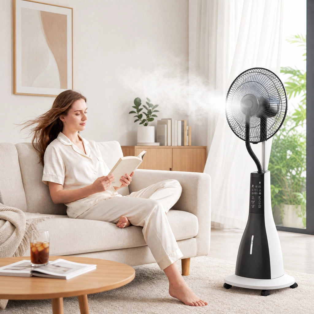 Ventilatore con nebulizzatore ¨C zephmum ¨C 3 velocit¨¤, serbatoio 3L, 75¡ã rotazione, nero+bianco