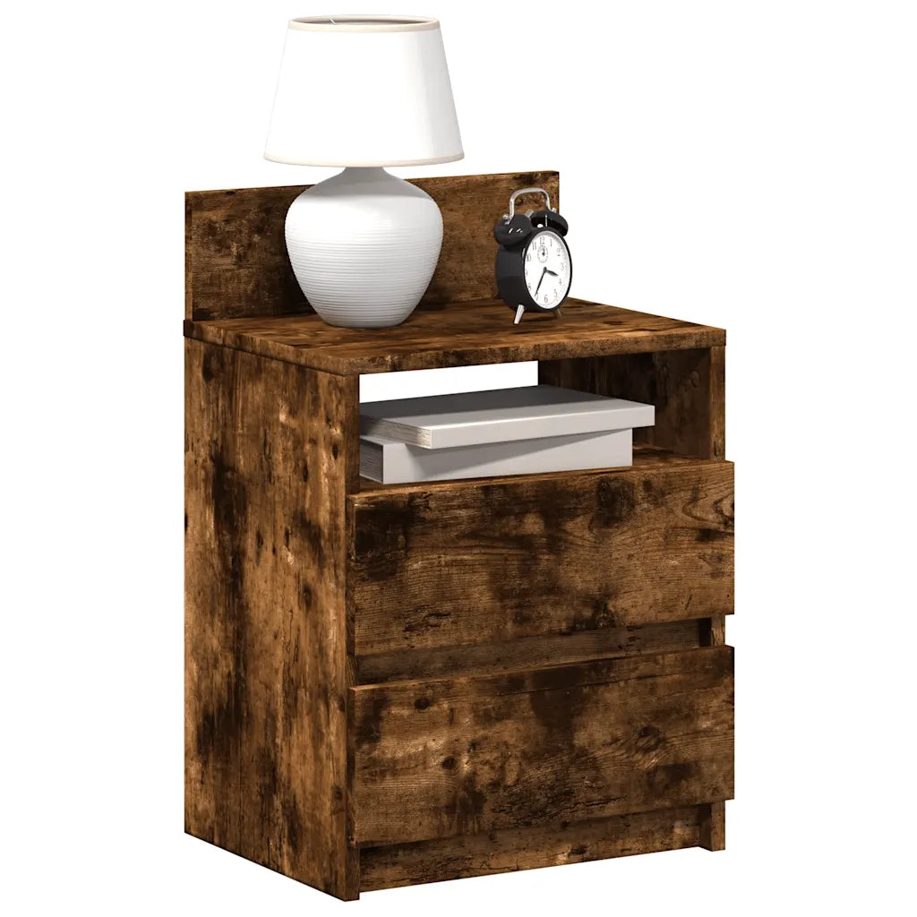 Comodino con 2 Cassetti Rovere Fumo 40x33x60 cm 858568