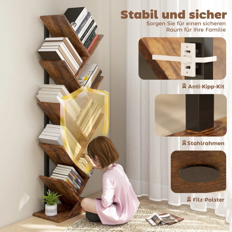 LIBRERIA a forma di albero 50 x 24 x 136 cm Legno Marrone Rustico