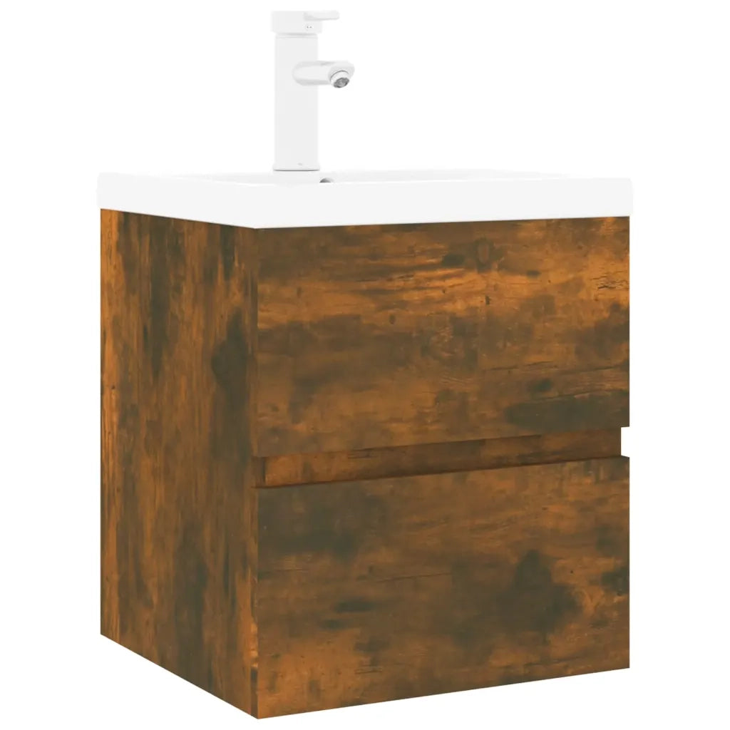 Mobile Bagno con Lavabo Integrato Rovere Fumo Legno Multistrato 3152861