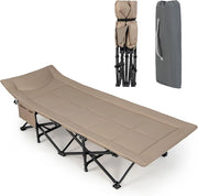SOARS Lettino pieghevole da campeggio con cuscino integrato, letto pieghevole con tasca laterale e borsa per il trasporto, portata fino a 200 kg, per interni, esterni, 190 x 69 x 48,5 cm