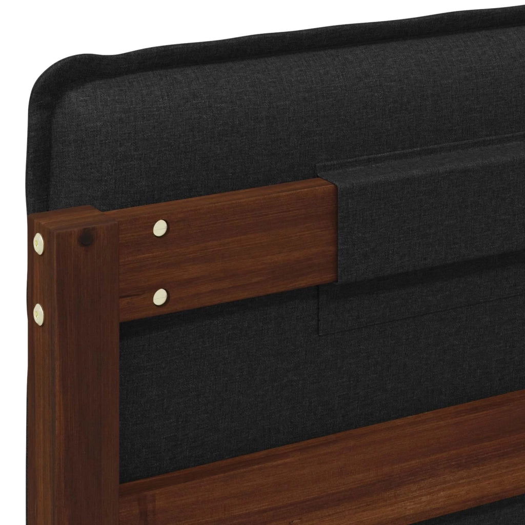 Letto con Testiera Rivestita Marrone scuro e Nero 135 x 190 cm 903918
