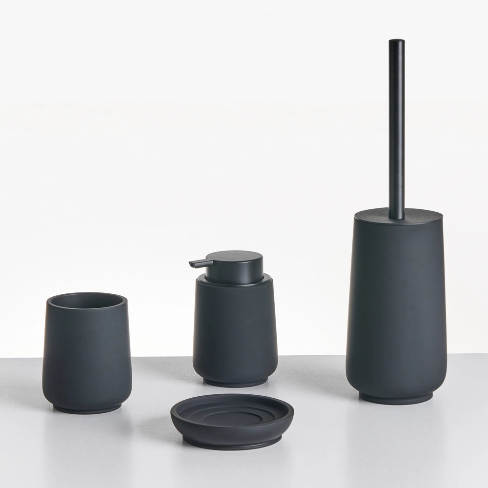 Set di 4 accessori in poliresina nera per il bagno stile elegante semplice