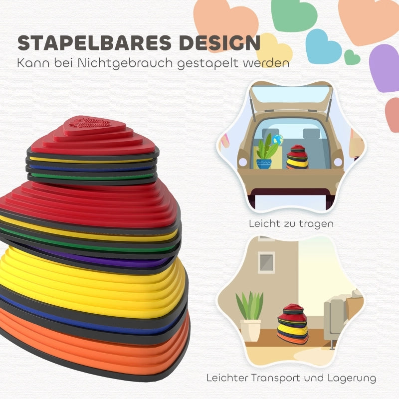 Set di 11 pietre da calpestio, antiscivolo, per uso interno ed esterno, impilabili, colori assortiti.