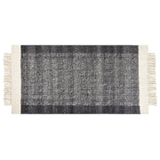 Tappeto in lana bianco sporco nero 80 x 150 cm fatto a mano con nappe moderne