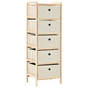 Scaffali con 5 Cesti in Tessuto 2 pz in Legno di Cedro Beige 276232