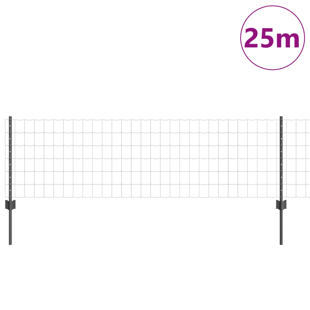 Recinzione Euro con 11 Postazioni Grigio 0,6x25 m Acciaio