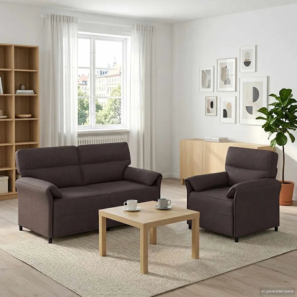 Set di divani 2 pz Marrone Scuro Tessuto 3424861