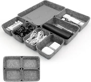 Set di organizzatori per cassetti 7 pezzi, sistema di organizzazione per cassetti, organizzatore per cassetti, 3 misure per organizzatore per cassetti, per ufficio, bagno, comodino, camera da letto (grigio scuro)