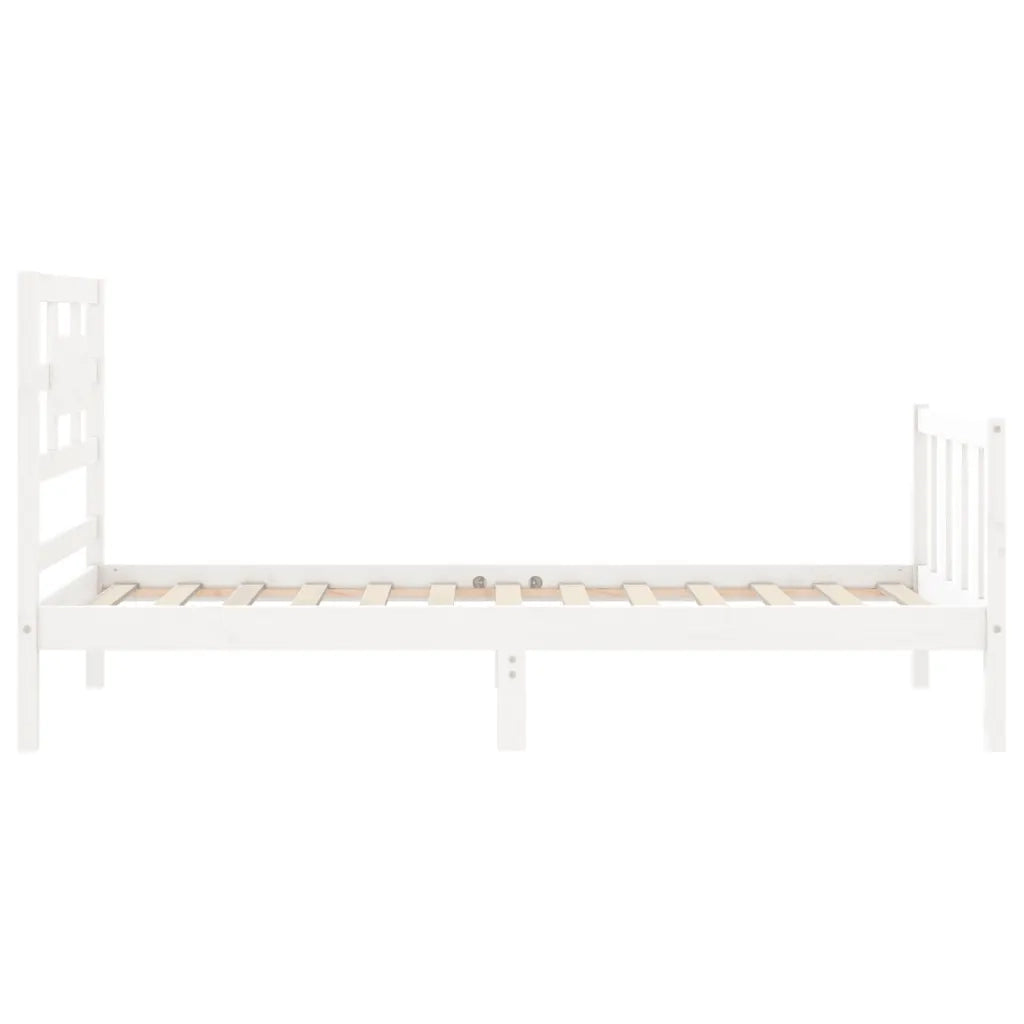 Giroletto con Testiera-Struttura Letto con testiera Bianco Single in Legno Massello 538575