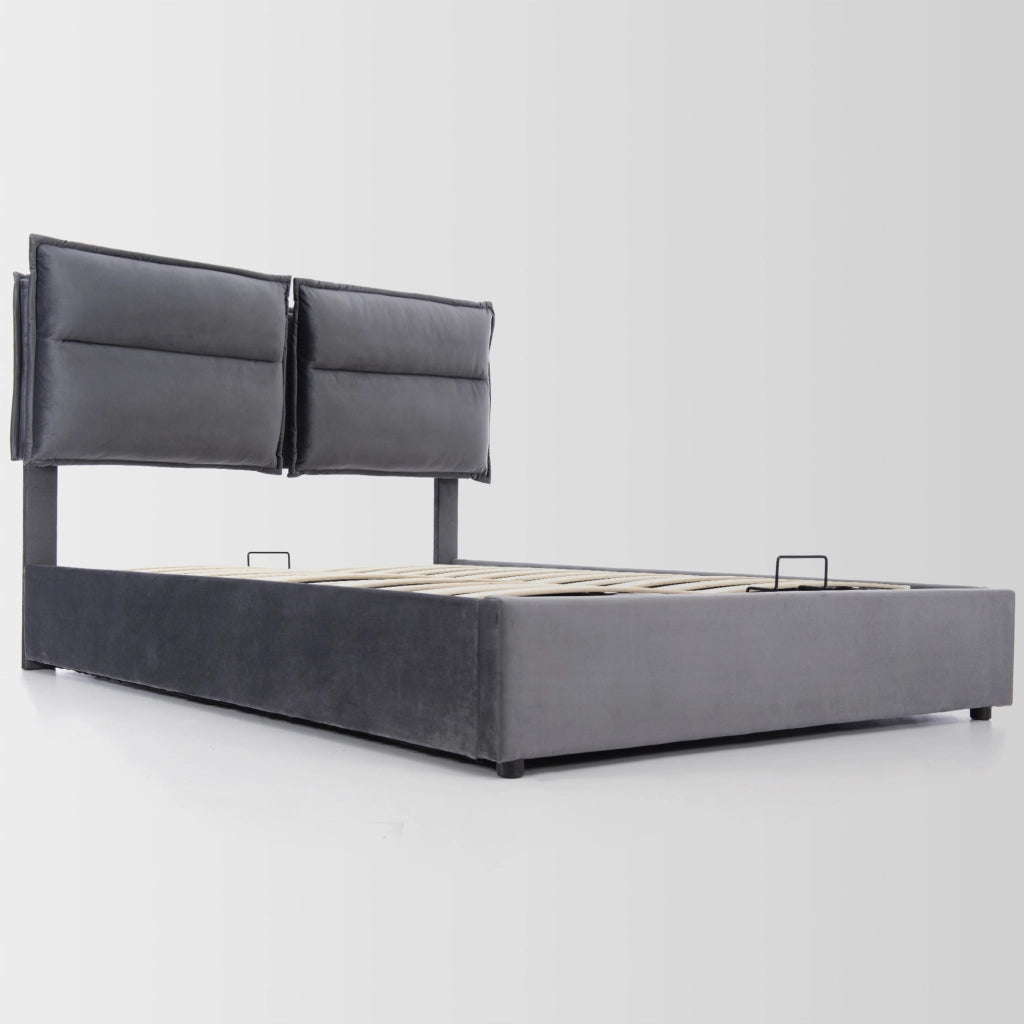 Letto 140x200 Grigio con idraulica e materasso incluso - Xylo