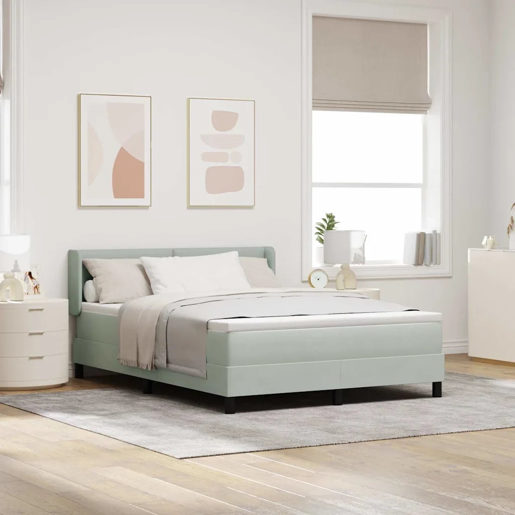 Letto a molle Grigio chiaro 190 x 140 cm Poliestere