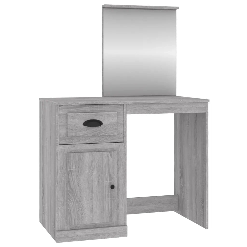 Toeletta Specchio-Tavolo da Vanit¨¤ Grigio Sonoma 90x50x132,5cm Legno Multistrato