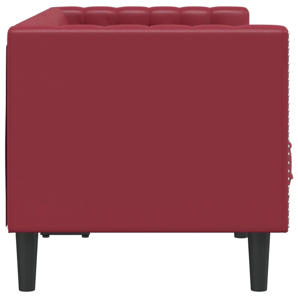 Divano Sedia-Poltrona Chesterfield a 2 Posti Rosso Vino in Similpelle
