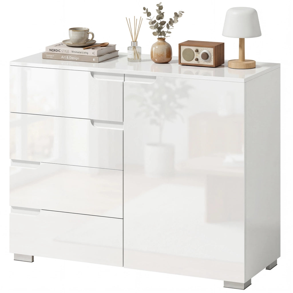 Cassettiera Com¨° 4 Cassetti Anta ¨C zephmum ¨C Grigio 100x40x80 cm