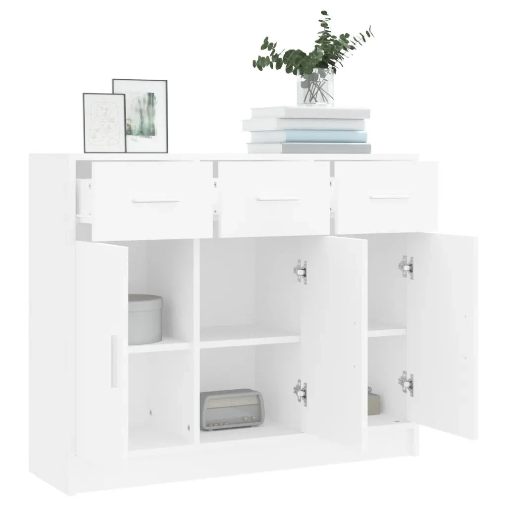 Credenza Bianca 91x28x75 cm in Legno Massello di Acacia 823008