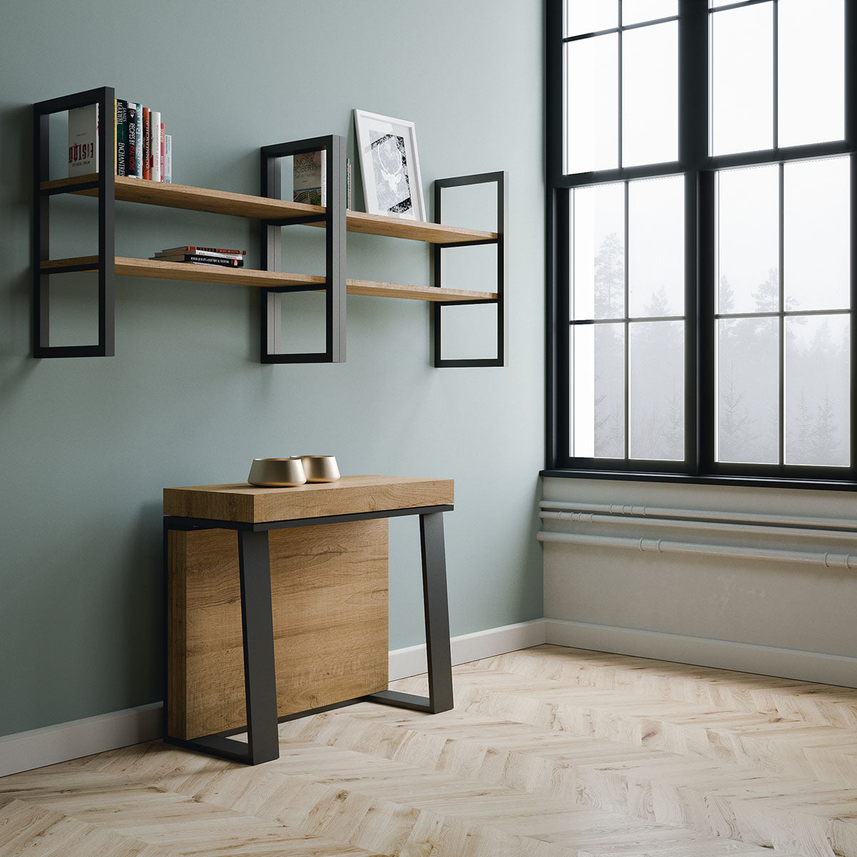 Consolle Allungabile 90-288x40x77 cm in Nobilitato Marrone